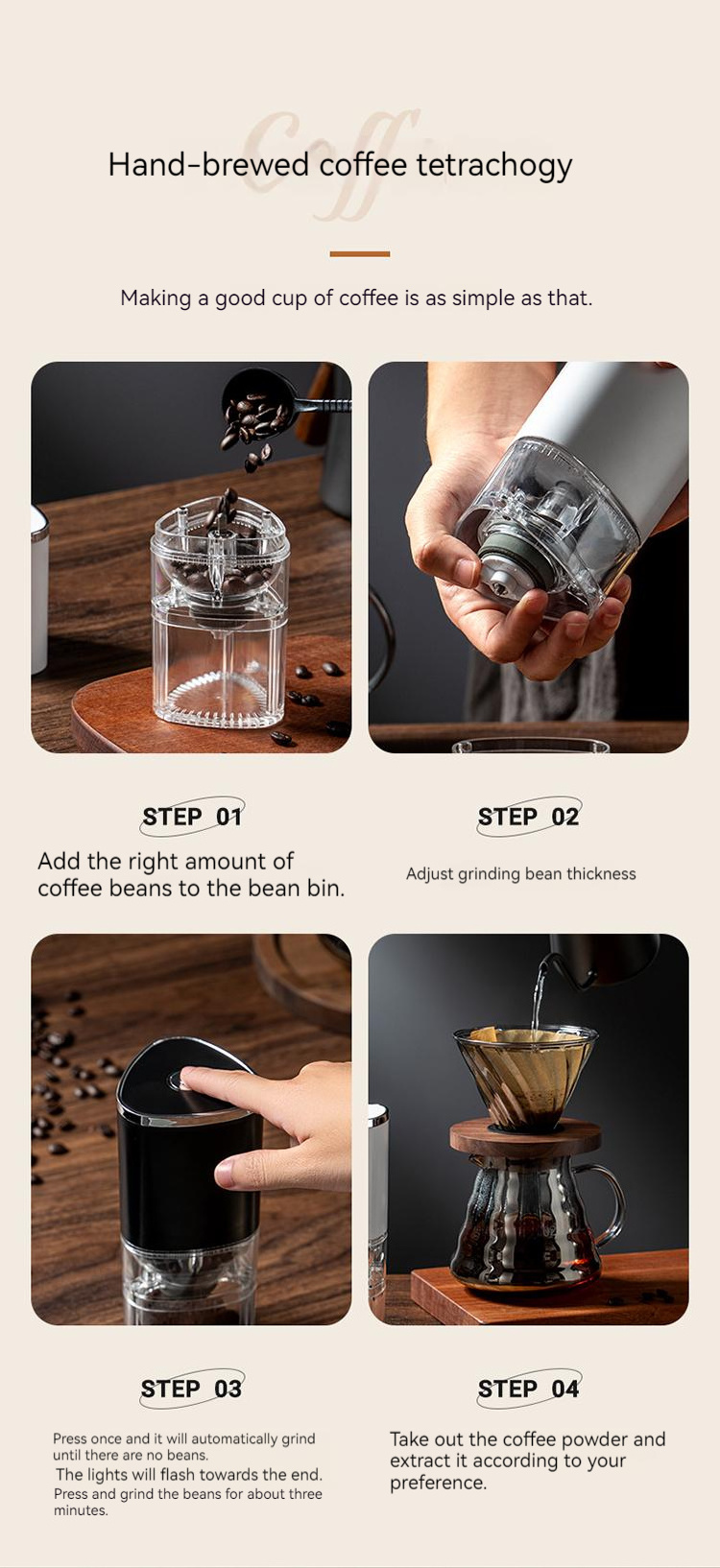 Kitchen Appliances Espresso Coffee Bean Burr Grinding Mini Automatic Electric Coffee Grinder