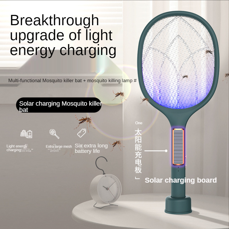 imirror Bug Zapper 2 in 1 solar Rechargeable Electric Fly Swatter Mosquito Swatter racket for Indoor and Outdoor