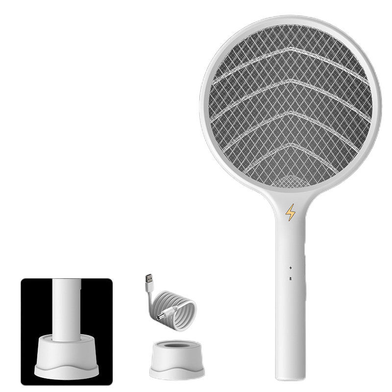 2024 Electric Mosquito Swatter With Stand Usb Rechargeable Bug Zapper Fly Attractive Mosquito Killer Racket Bat Effective