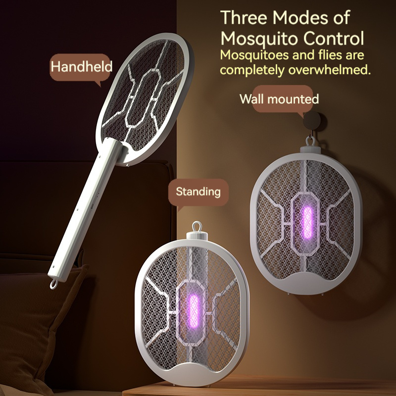 Rechargeable Mosquito Killer Handheld Electric Fly Swatter Insect Repellent Killing Racket Bat Lamp with LED USB Charging