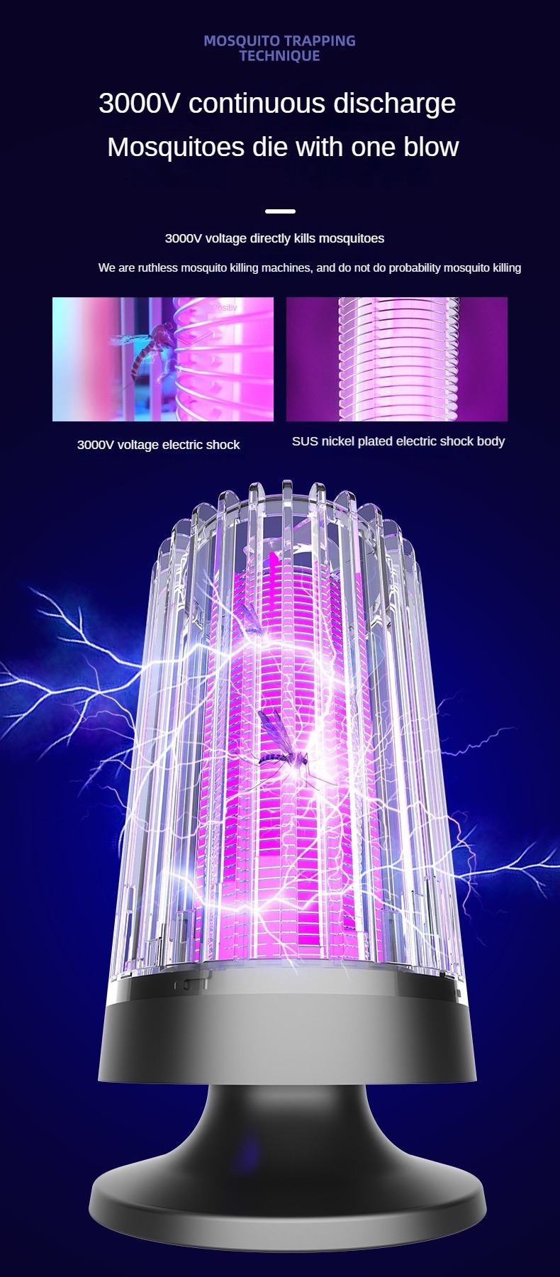 New Fly Bug Zapper Anti Mosquitoes Moustique Killer  Trapper Mosquito Tuer Lamp Traps Electric USB Powered UV LED Lamp