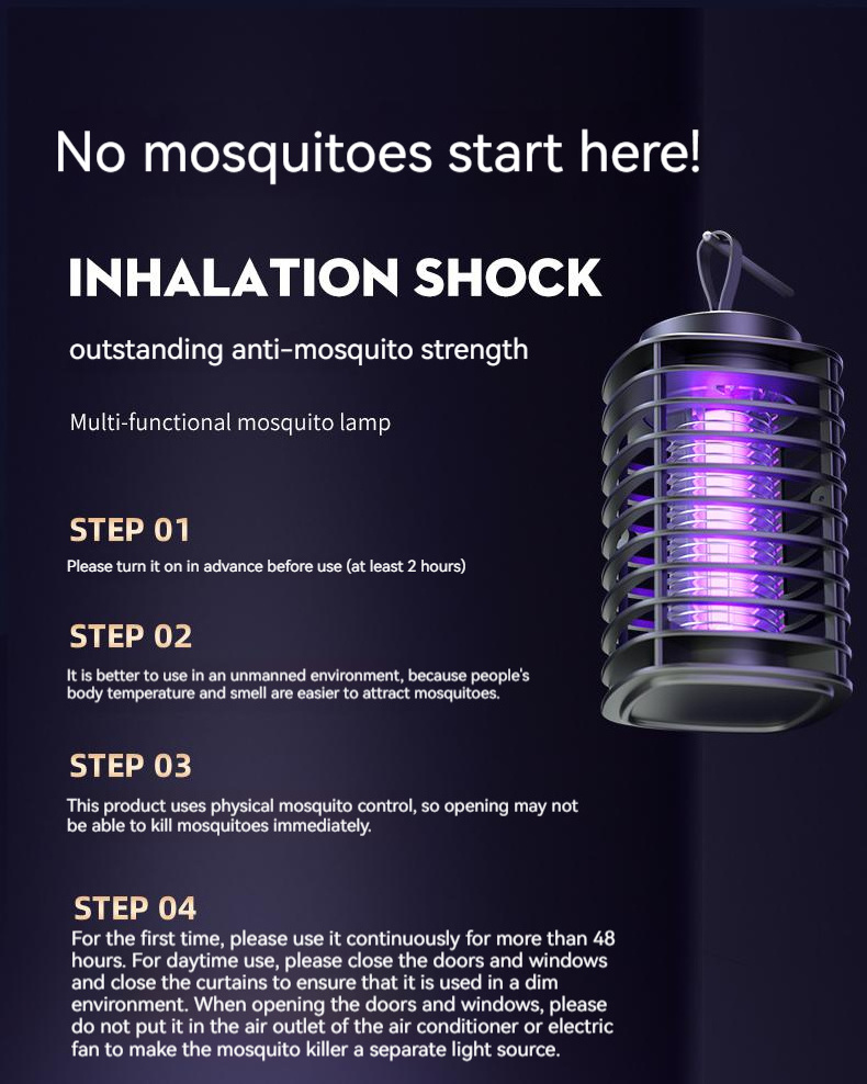 USB Flying Insect Repellent Bug Zapper Camp Lantern Flashlight UV Light Electric Shock Mosquito Killer Trap Lamp