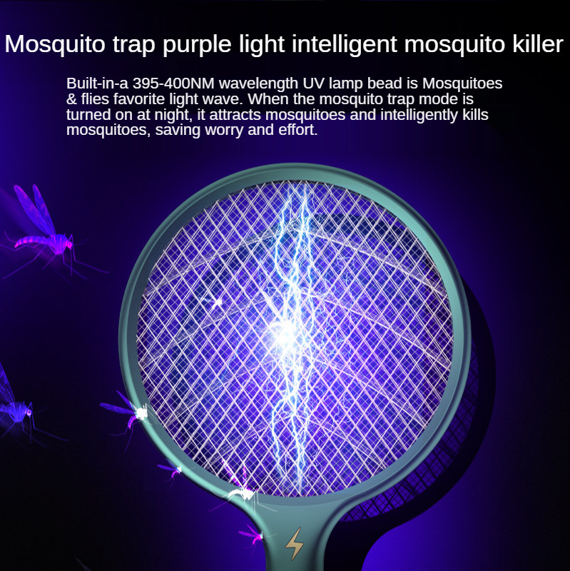 2024 Electric Mosquito Swatter With Stand Usb Rechargeable Bug Zapper Fly Attractive Mosquito Killer Racket Bat Effective