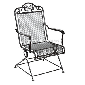 Outdoor Coil Spring Motion Wrought Iron Chair Black