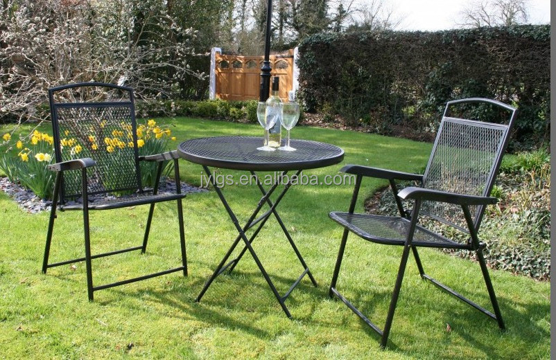 3 Piece Patio Wrought iron Bistro Set Outdoor Folding Table and Chairs