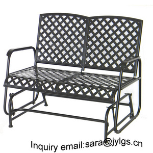 Cheap Patio Garden Wrought Iron Loveseat Glider Double Seat Rocking Chair