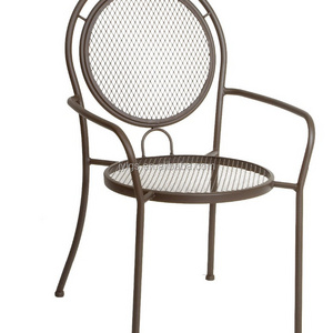 Outdoor Garden Patio Wrought Iron Stacking Chair Metal Mesh Chair