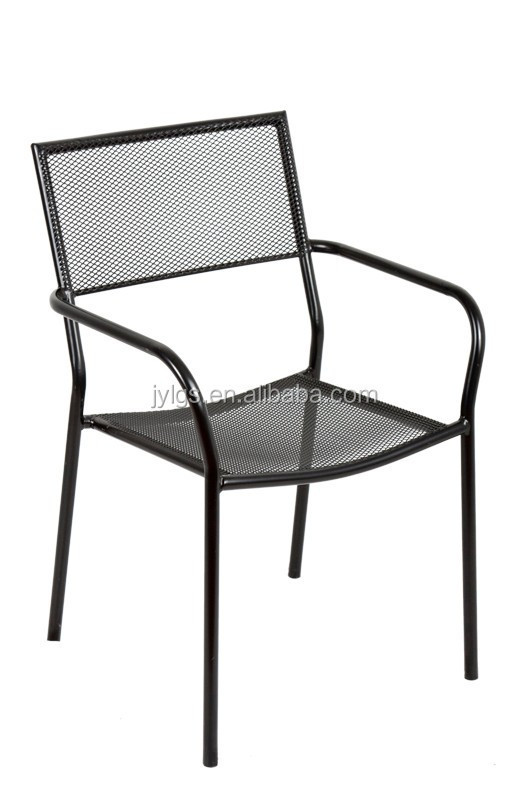 Outdoor Garden Patio Wrought Iron Stacking Chair Metal Mesh Chair