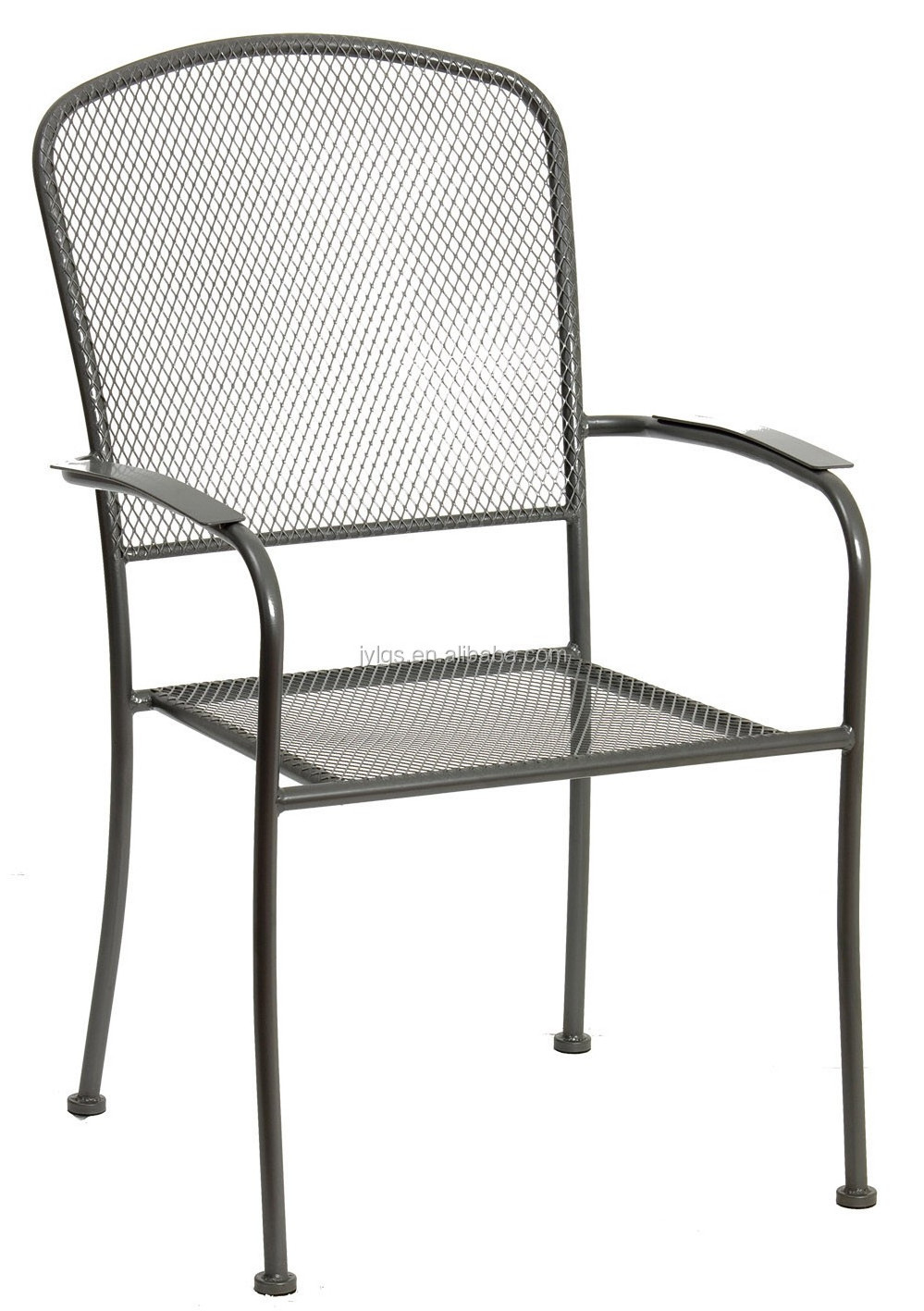 Outdoor Garden Patio Wrought Iron Stacking Chair Metal Mesh Chair