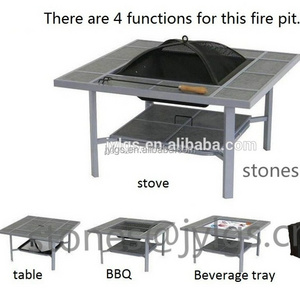 Outdoor Table Top with Ice bucket and BBQ grill Fire Pit