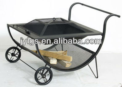 Outdoor Wood burning steel Patio fire pits with wheels