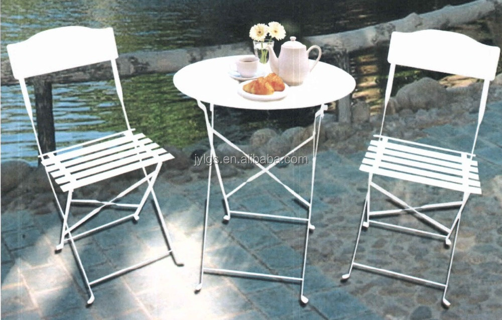 3-piece wrought iron french folding cheap bistro table and chairs