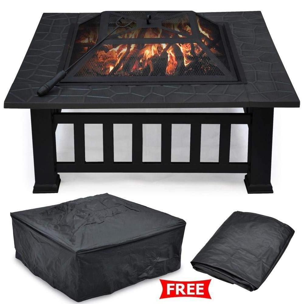 32 inch Outdoor Wood Burning BBQ fire pit with cover