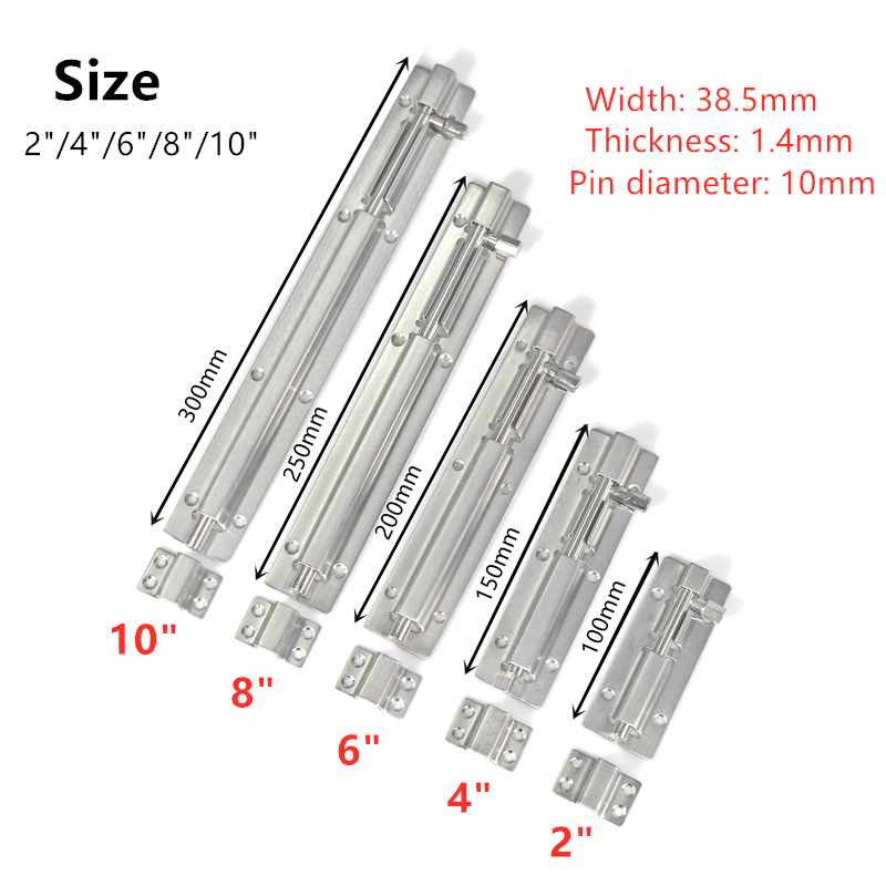 WUYINGHAO big size stainless steel tower bolt for door high quality tower bolt