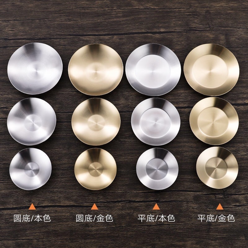 High Quality Korean Seasoning Dipping Dish Kimchi Stainless Steel 18/10pvd Sauce Plate Sushi Thickened Round Serving Plate