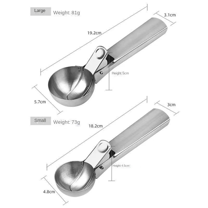 High Quality Kitchen Utensils Metal food grade Watermelon Stainless Steel Ice Cream Fruit Scoop Stainless Steel