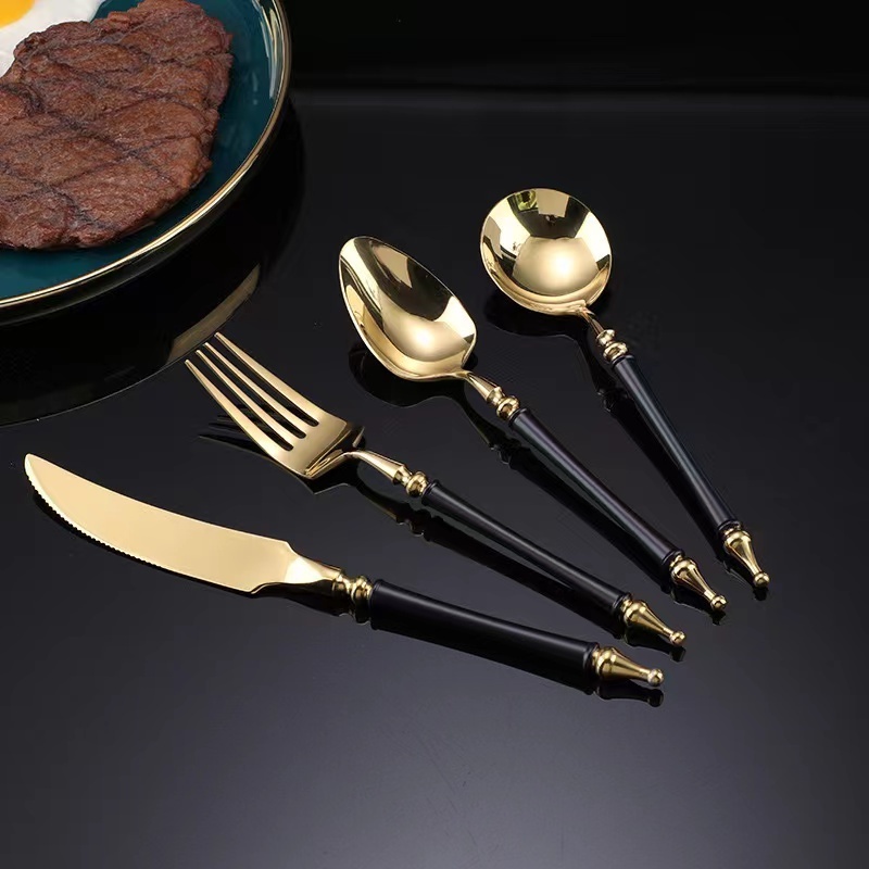 Luxury Wedding Gold Cutlery Set 18 10 Stainless Steel Custom Logo Forks And Spoons Flatware Set