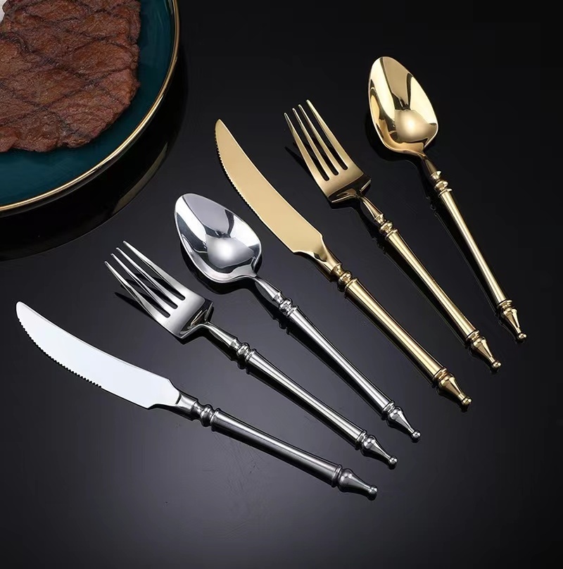 Luxury Wedding Gold Cutlery Set 18 10 Stainless Steel Custom Logo Forks And Spoons Flatware Set