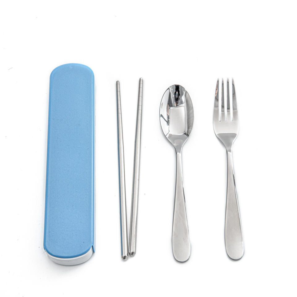 Camping Reusable Travel Portable Cutlery Set Fork Spoon Chopsticks Set Stainless Steel With Travel Case