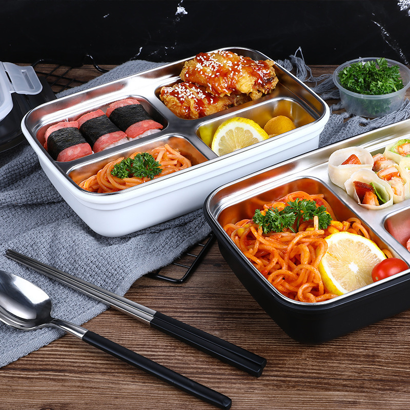 Hot Selling 2024 304 Stainless Steel Lunch Box Student Portable Fresh-Keeping Bento Box Divided Lunch Box Heatable Leak Proof