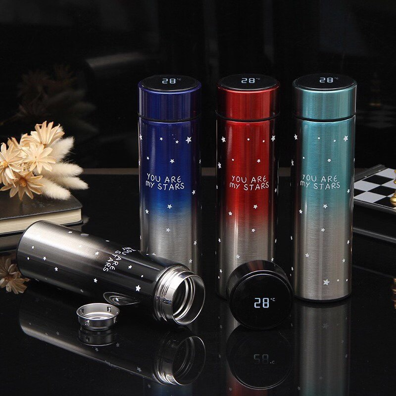 Double Wall With Led Temperature Display Cup Vaccum Flask Stainless Steel Smart Water Bottle Thermos