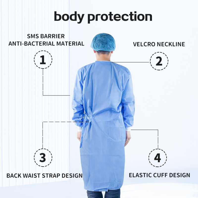 Medical Isolation Gown Standard Non-woven Fabric Jinyulong Disposable Adult CE Blue Patient Gown EOS EN 3 Years