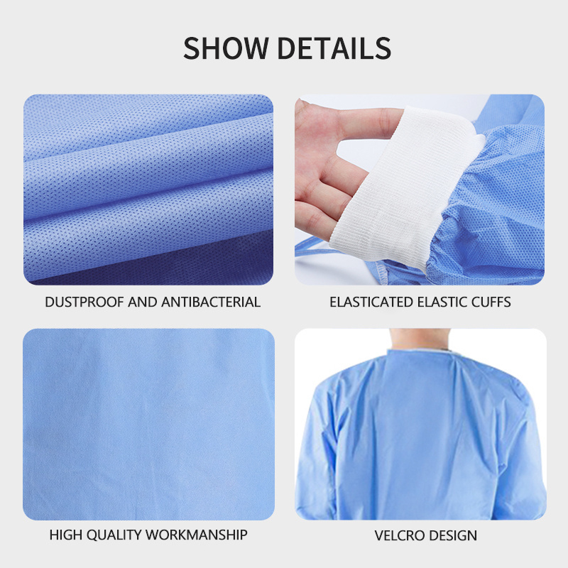 Standard Hospital SMS Surgical Medical Disposable Waterproof Gown Sterile Adult CE Blue Patient EOS EN Dental Gowns