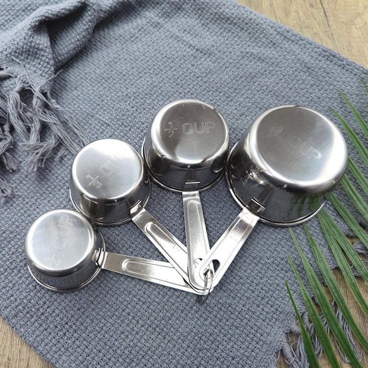 hot selling products 2021 measuring cups 235ml/120ml/80ml/60ml stainless steel measuring set 4 sizes cup measure