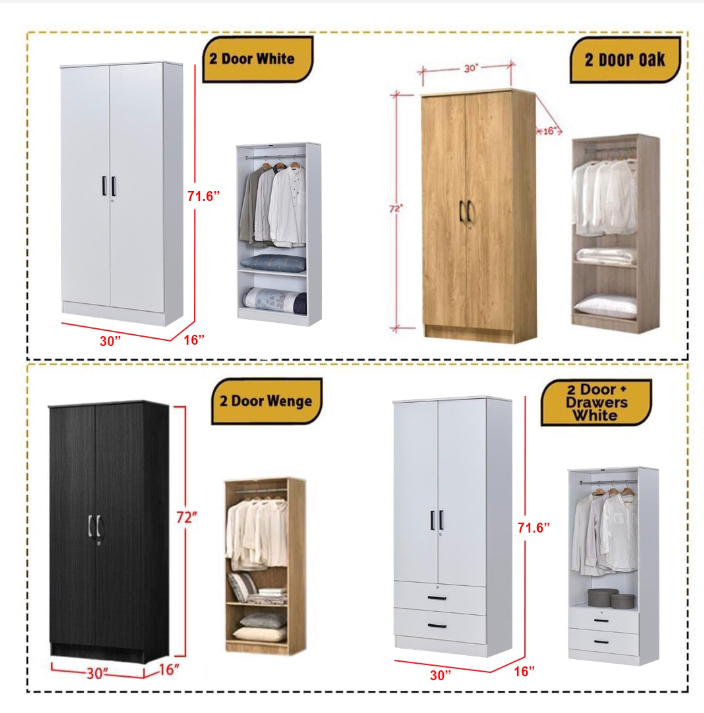 Bedroom Closet 1/2/3/4/5 Doors Wood Wardrobe Cabinet Wardrobe clothes organizer with Drawers