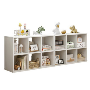 Wooden Bookcase Partition Wall Cabinet Separation Bookshelf with Open Cubbies Free Standing Storage Unit Storage Cabinet