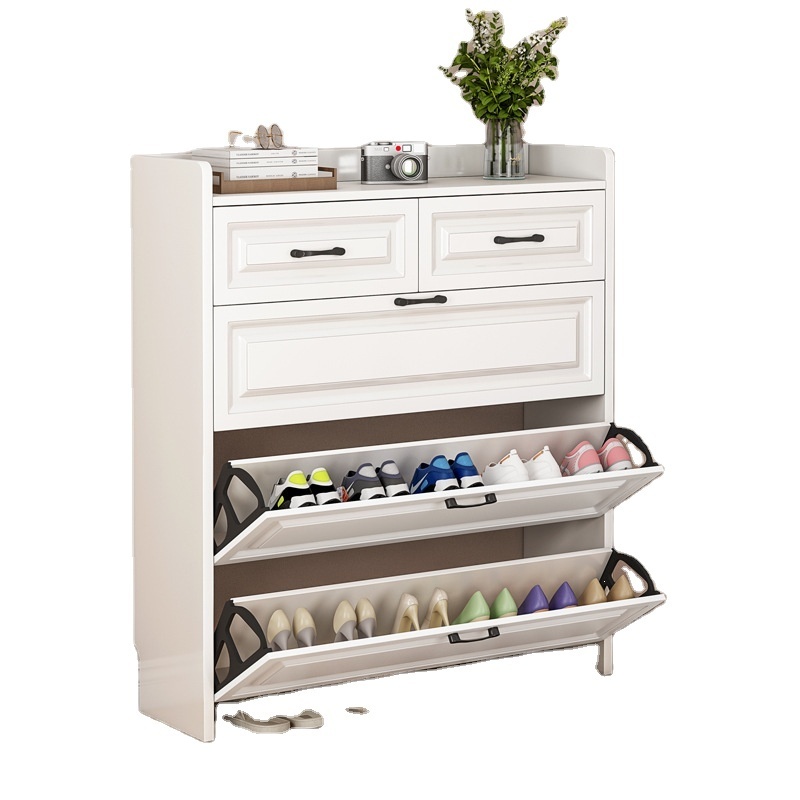 Modern Simple Ultra-thin Household White Tumbler Shoe Cabinet with Drawers for Living Room