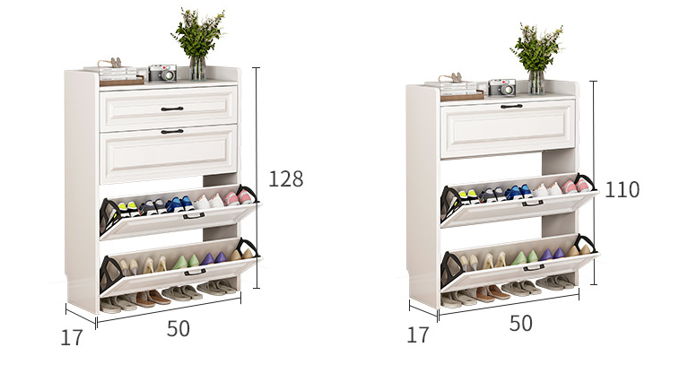 Modern Simple Ultra-thin Household White Tumbler Shoe Cabinet with Drawers for Living Room