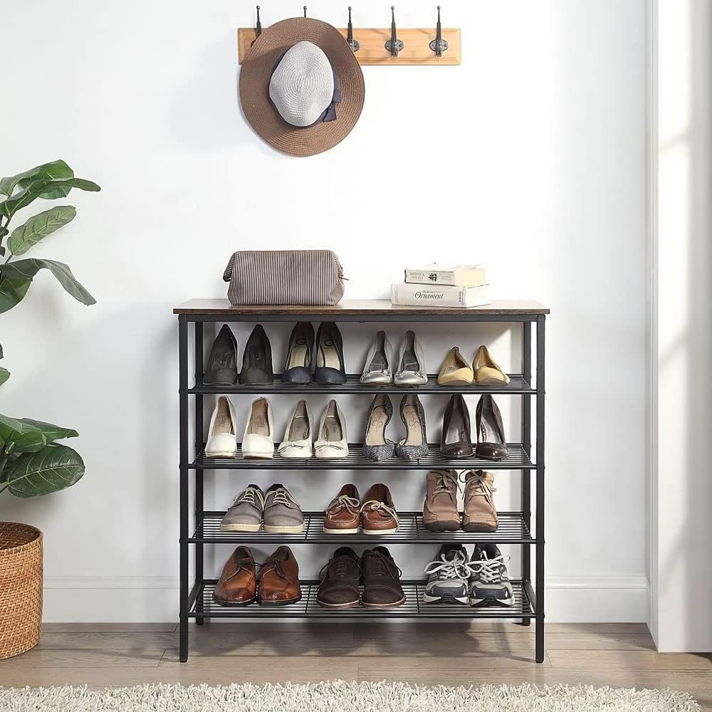 American vintage style tiered shoe organizer home entrance shelves carbon steel boots rack pop-ups