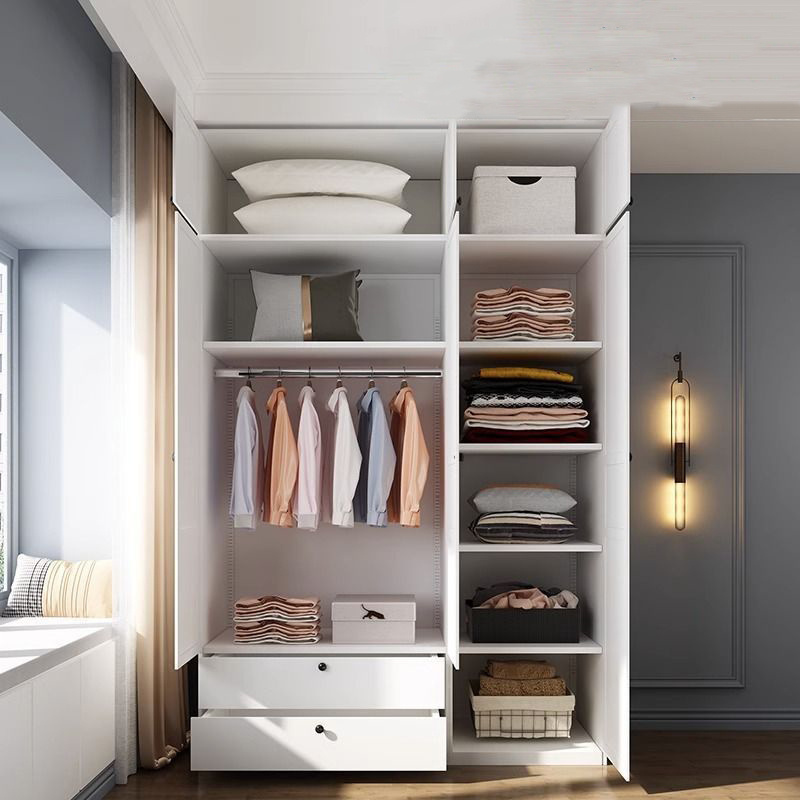 Steel Closet Economical Bedroom Simple Closet Armoire With Drawers Free Combination Closet White Metal Clothes Storage Cabinet