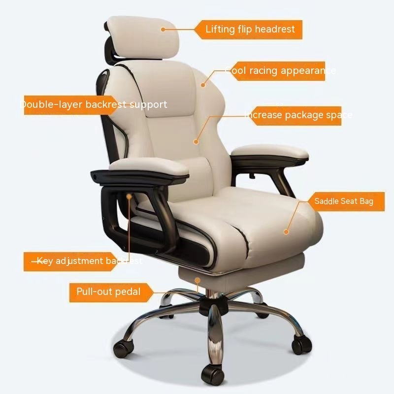 PU Leather Ergonomic Computer Chair Tiltable 135 Degree Gaming Chair with Footrest Black and Pink pc Chair