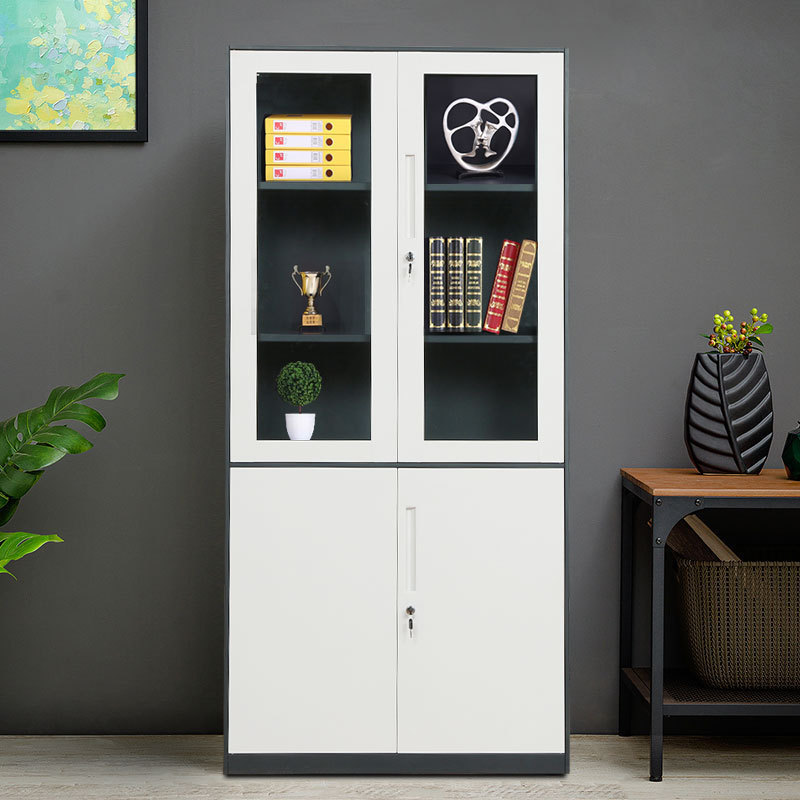 Office Narrow Side Tin Cabinet File Data Archives Steel Short Cabinet with Lock and Drawer 4 Doors filing cabinets