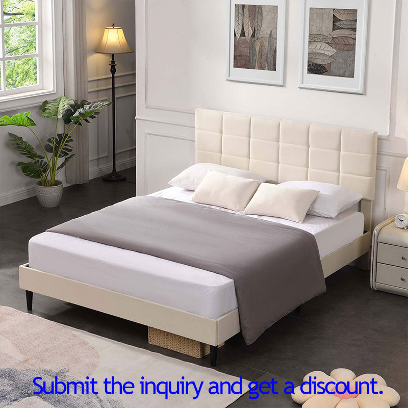 Wholesale metal bed fabric bed Scandinavian light luxury small household upholstery metal frame master bedroom double beds