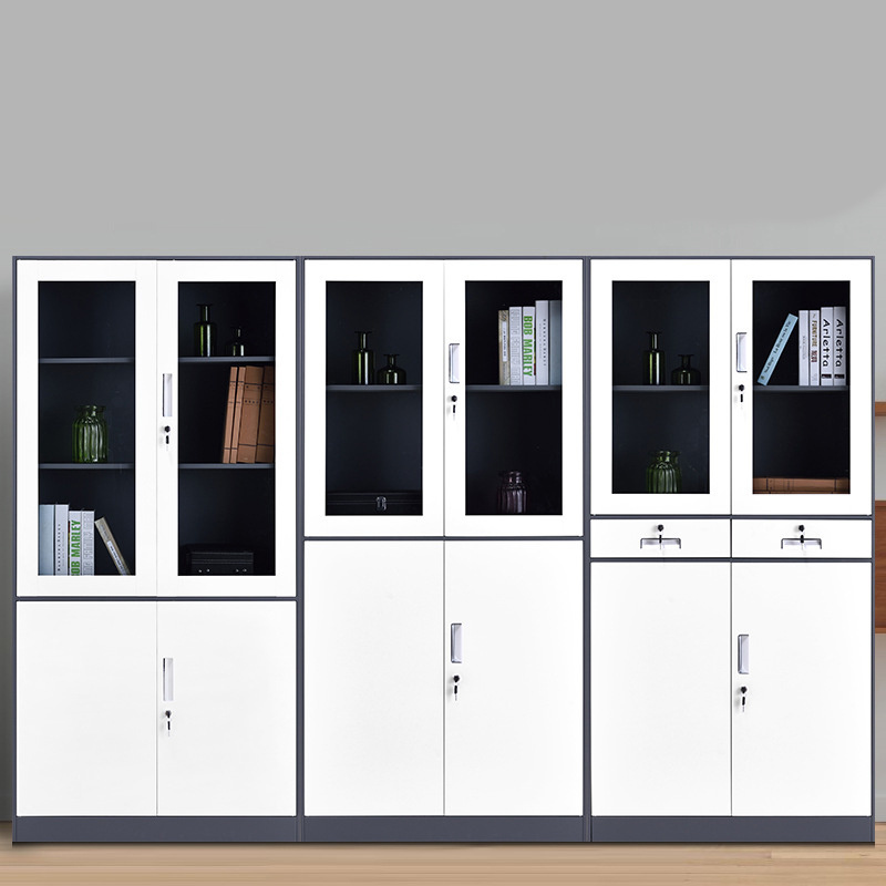 Office Narrow Side Tin Cabinet File Data Archives Steel Short Cabinet with Lock and Drawer 4 Doors filing cabinets