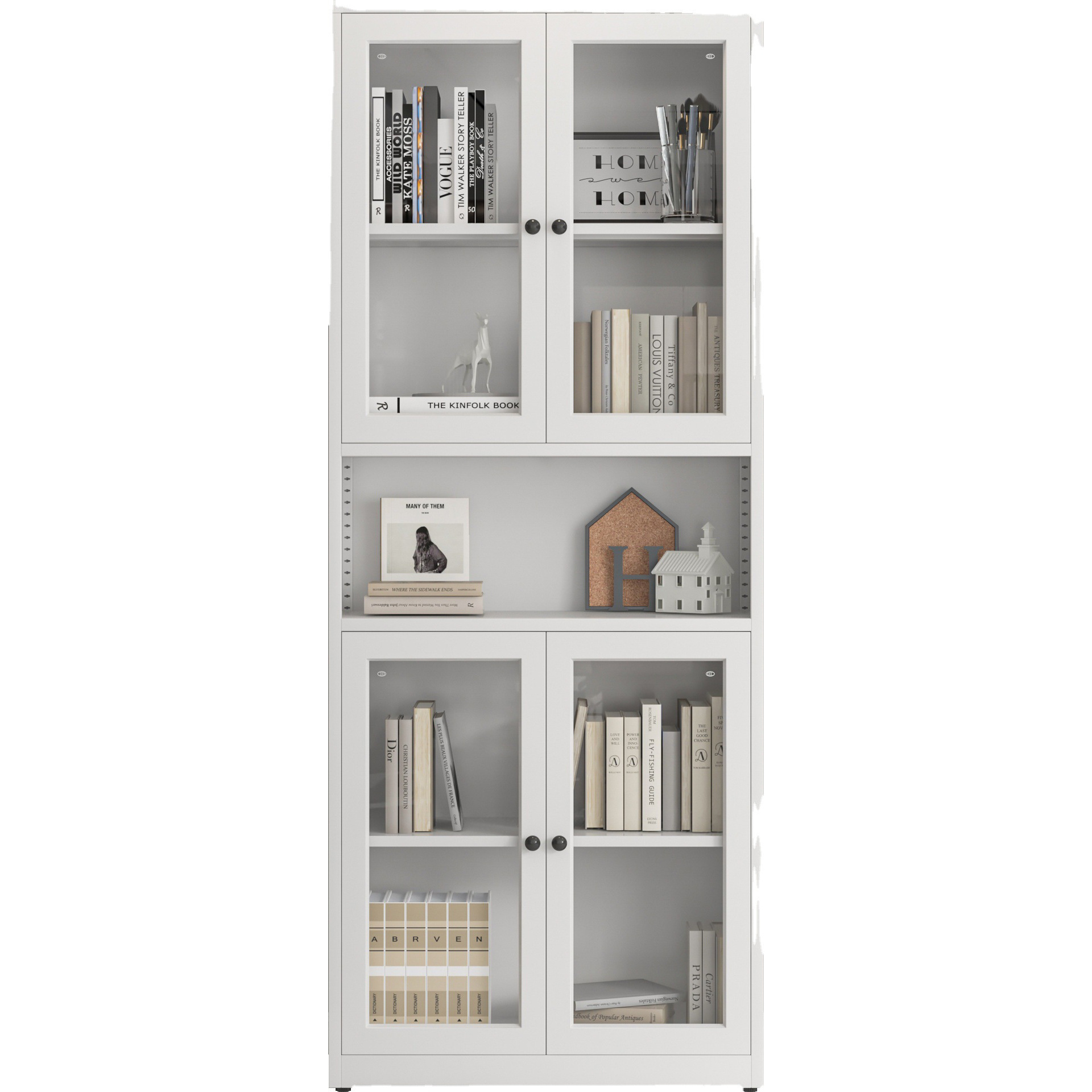 Household glass door dustproof bookshelf living room storage cabinet home display iron art storage cabinet