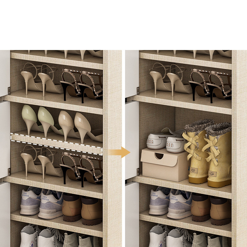 Shoe rack simple door household economical storage room beautiful multi-layer dust narrow tall vertical small shoe cabinet