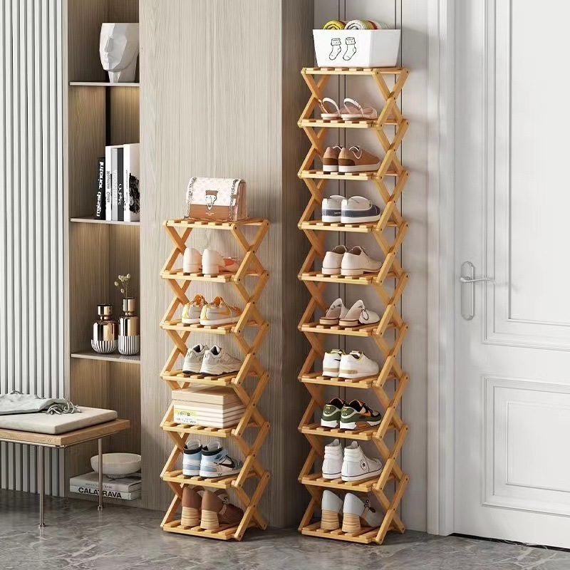 Foldable shoe rack small narrow door home multi-layer simple dormitory shoe cabinet new space saving shelf