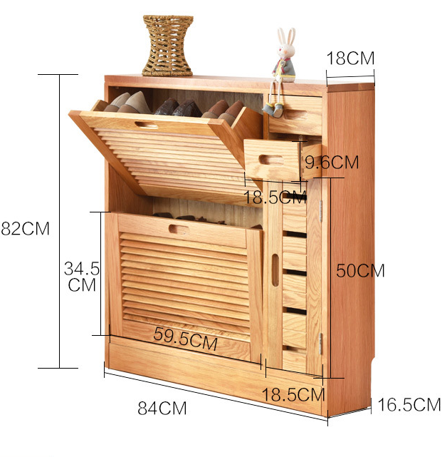 Modern White Oak Ultra-thin Large Capacity Rotating Shoe Cabinet Storage Wholesale