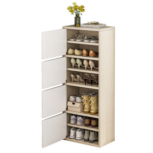 Shoe rack simple door household economical storage room beautiful multi-layer dust narrow tall vertical small shoe cabinet