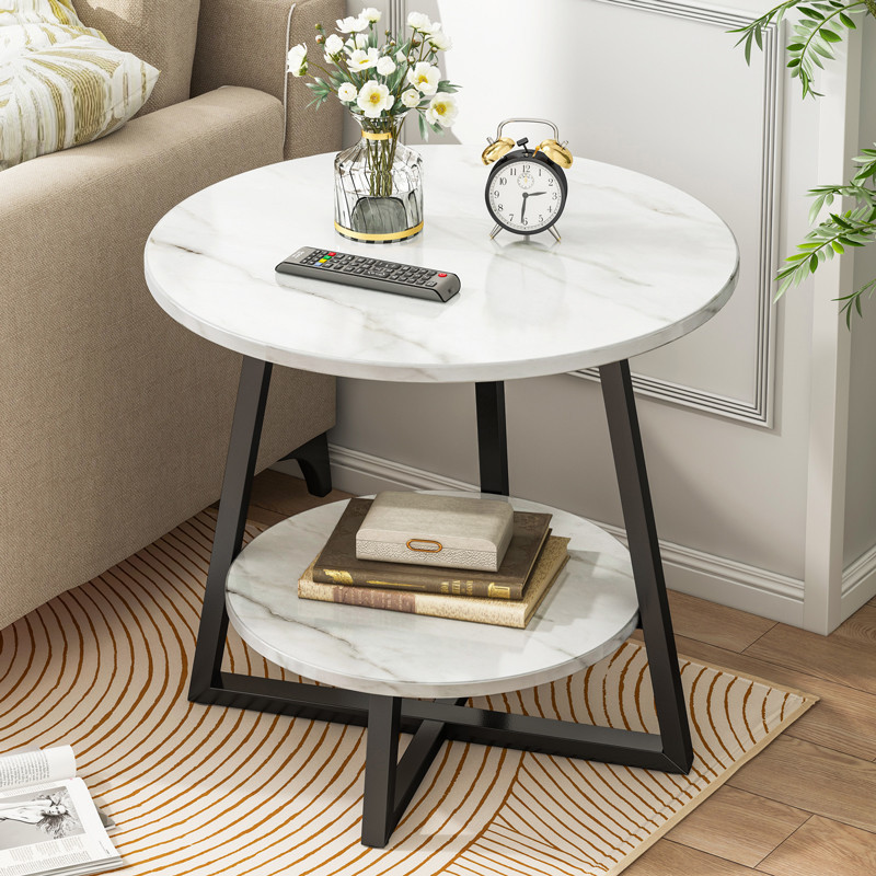 Interior Deco Tables Sofa Table, Round Marble Side Table Living Room Hotel Bedside Desk High Load-bearing Nightstand