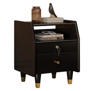 Night stand bedside table solid wood  Small Cabinets Bedroom Locking Storage Cabinets Wholesale Bedside Cabinets