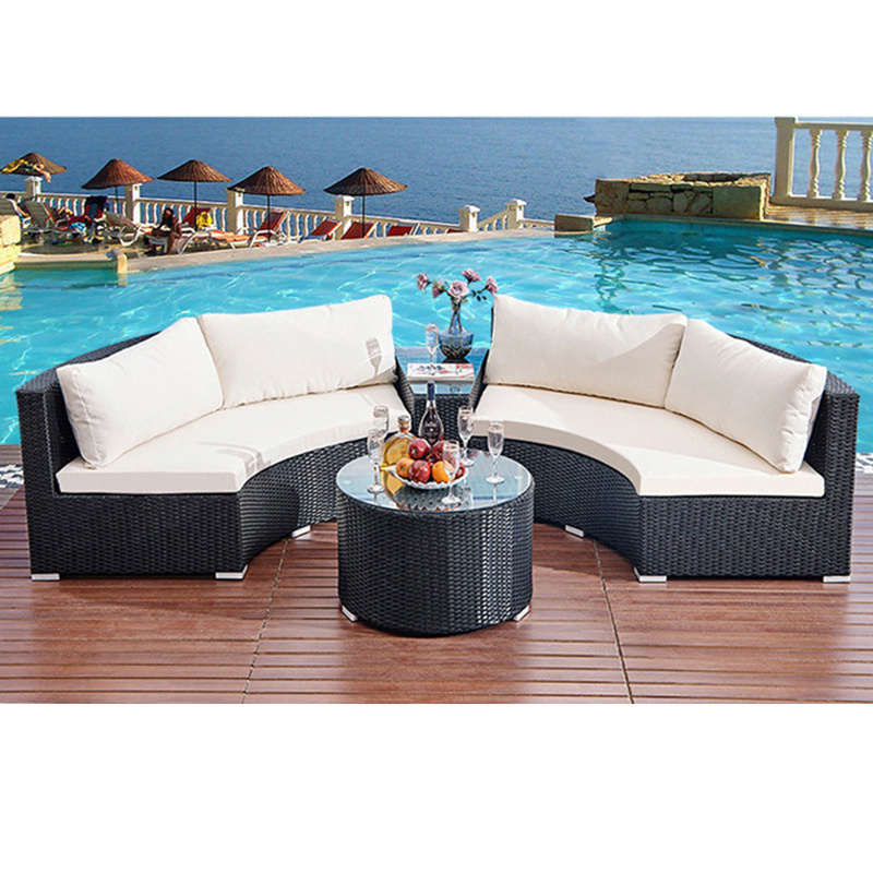 Outdoor Waterproof Curved Combination Sofa Garden Garden Patio Terrace Round Rattan Sofa