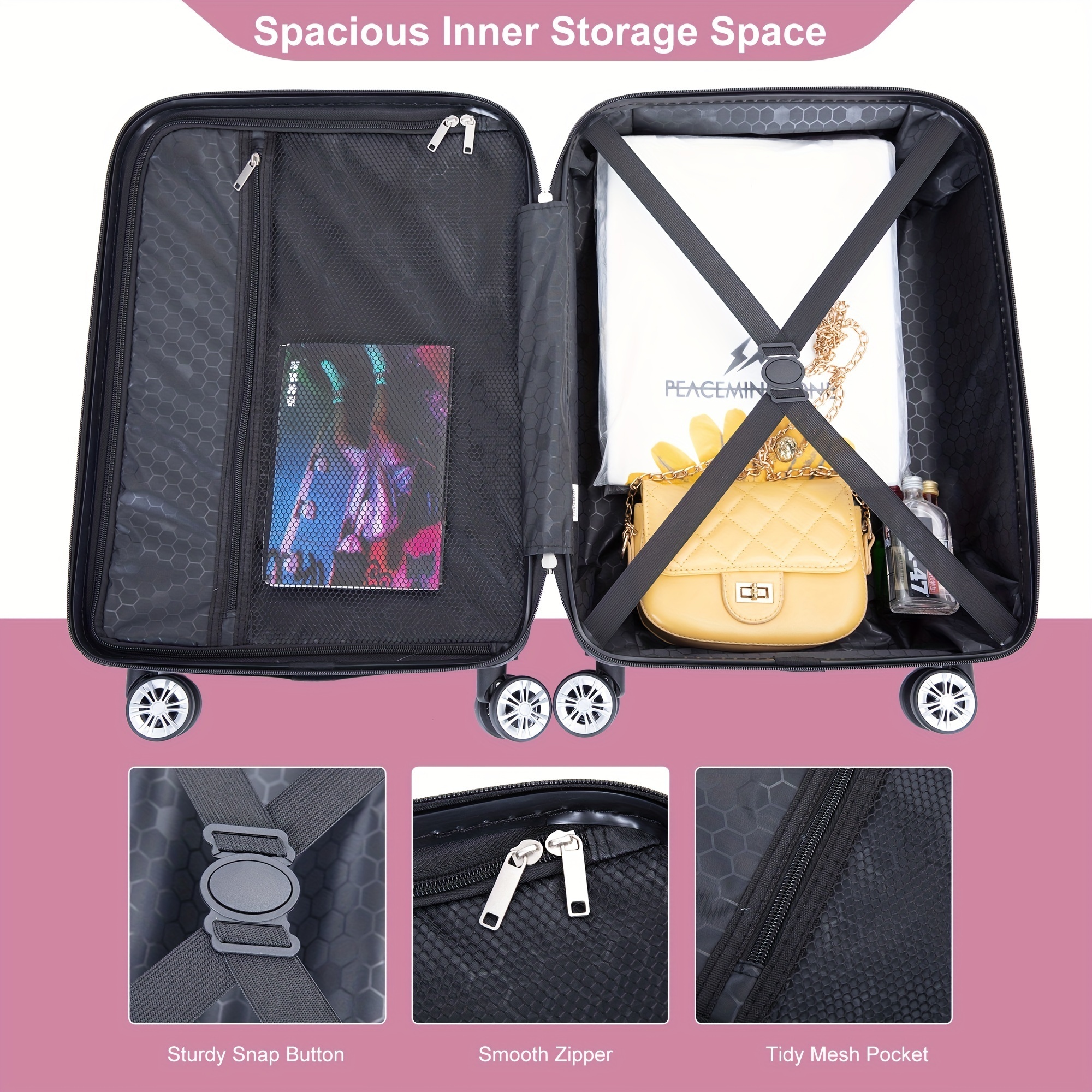 JINYINE Free Sample Pc Luggage With Removable Wheels Zipperless Luggage Polycarbonate Suitcases Luggage 3 Pieces Set