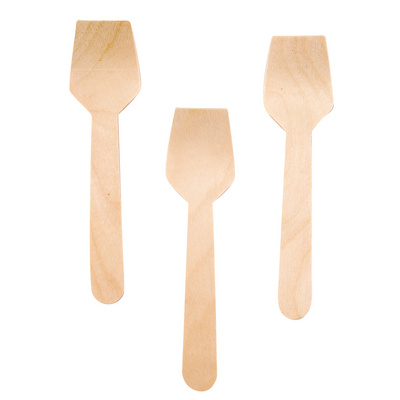 China Factory Eco Friendly Disposable Birch Wood Handle Spoon Bulk Wooden Ice Cream Dessert Spoons