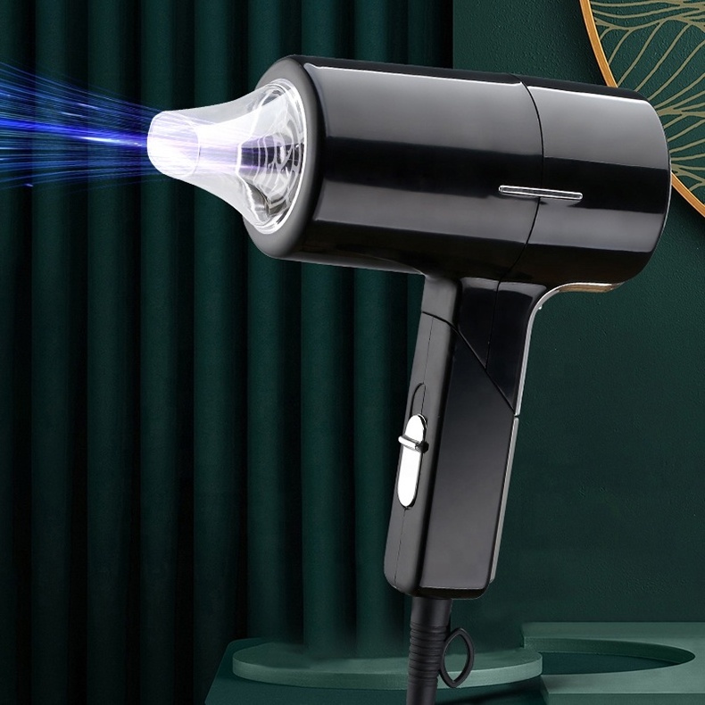 Fast Drying 1200W Foldable Handle Barber Shop Professional Salon Ion Hair Dryer With Nozzle