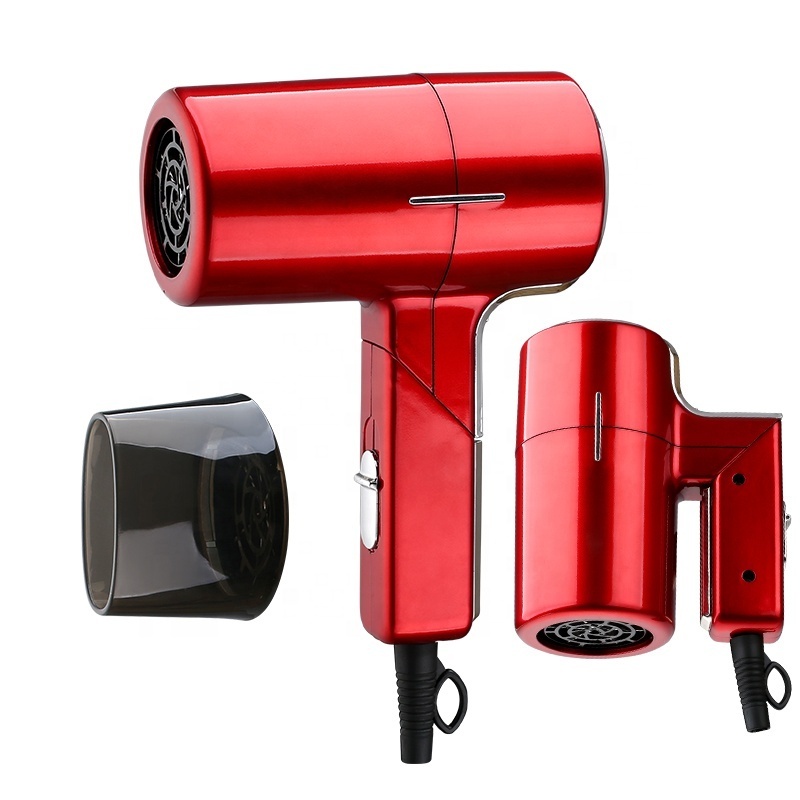 Fast Drying 1200W Foldable Handle Barber Shop Professional Salon Ion Hair Dryer With Nozzle